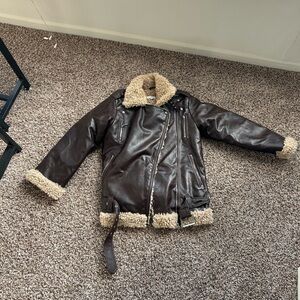 WeWoreWhat Tan Shearling Jacket
